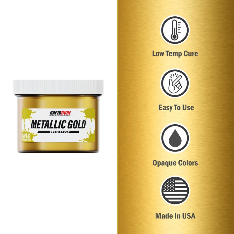 Screen Print Direct Rapid CureÂ® Screen Printing Ink Gold (8oz.) - Plastisol Ink for Screen Printing, Fast Curing Fabric Paint - Screen Print DirectÂ®, USA Made - Image 2